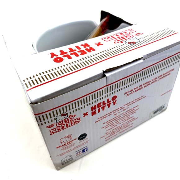 Hello Kitty Ramen Bowl Chopsticks 20oz Cup Noodles Kitchen Dining Collectible - Picture 3 of 5